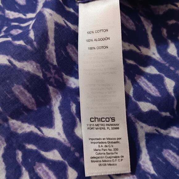CHICO'S 3 Lightweight Shirt‎ Blouse Top 16 XL Casual Office Pockets Purple White - Picture 8 of 10
